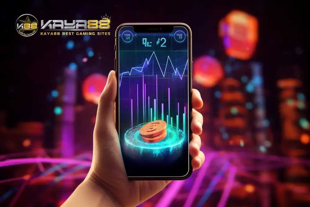 tangan pegang telepon bimbit dan guna ewallet kaya88 malaysia